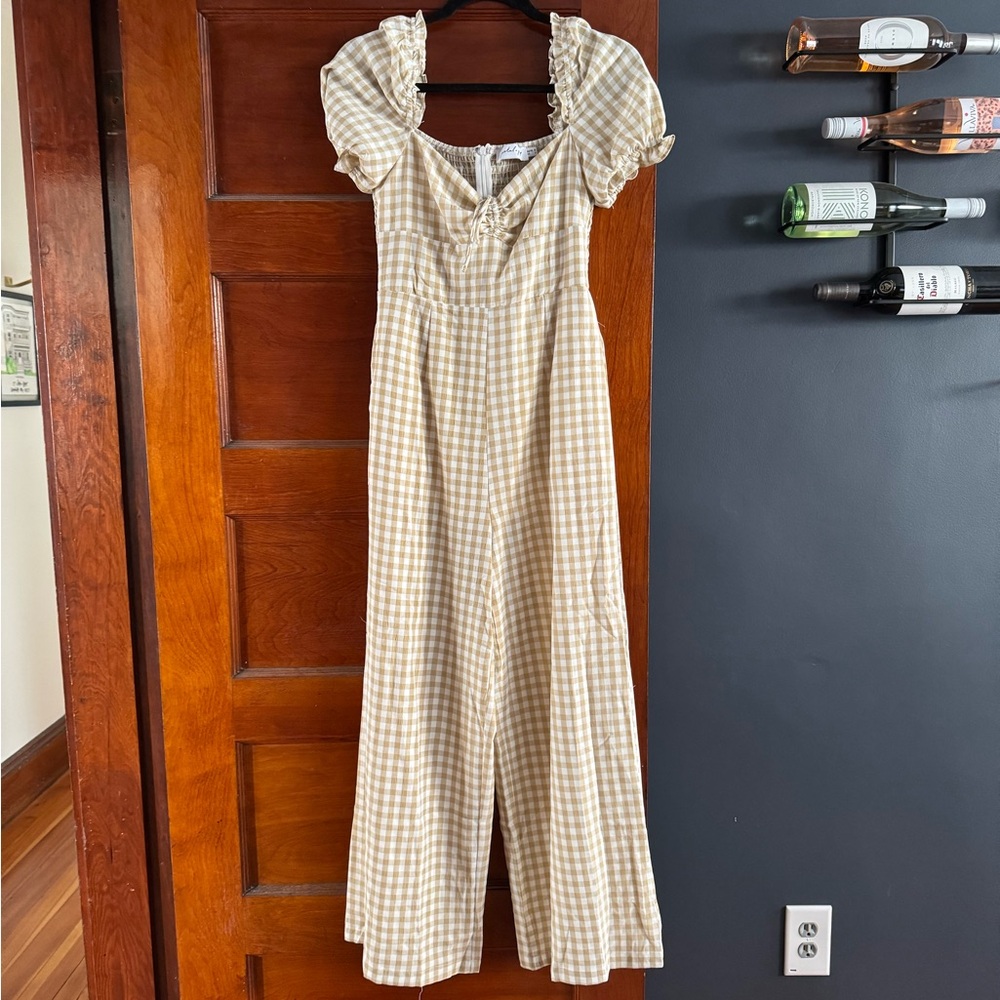 Petal & Pup Gingham Jumpsuit with Puff Sleeves